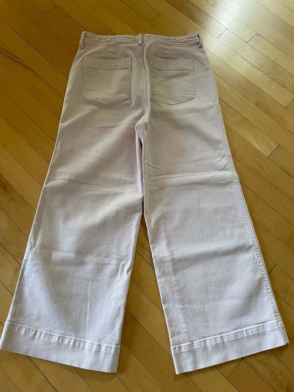 Gap High Rise Wide-Leg Crop Button Fly Light Pink Denim Jeans, Size 12 - Picture 5 of 7